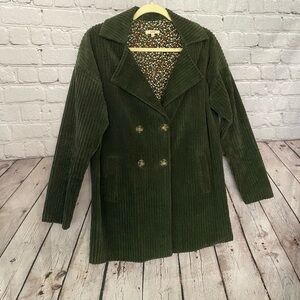 Easel Anthropologie Womens Size Small Green Corduroy Blazer Jacket EUC